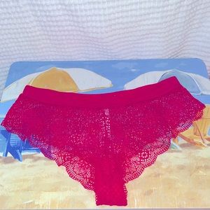 NWOT Auden size Xl lacy cheekster panty hot pink comfy top